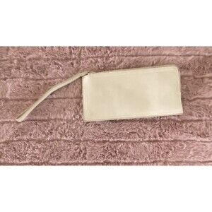 Shiraleah Chicago Wristlet Wallet Beige Gold Zip Clutch Faux Leather